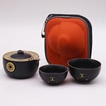 Conjunto de Chávena e Bule «Gato Da Sorte» - Duas Chávenas - Conjunto de Viagem - Preto