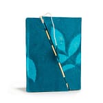 Caderno Lokta Bold Floral em Bambu com Fecho – Médio (15 X 12 Cm) – 45 Folhas – Azul-Escuro