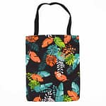 Saco Tote Clássico com Fecho (Padrão Tropical Escuro) 40 X 34 Cm