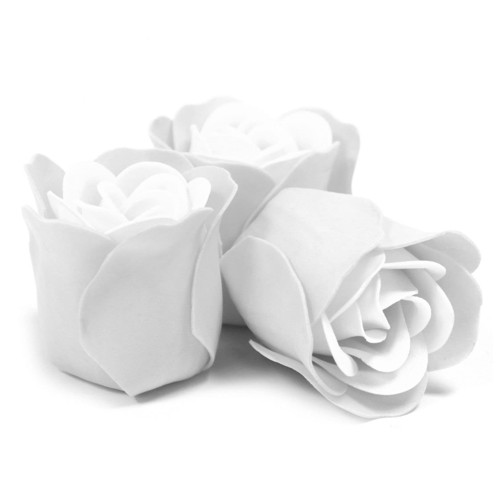 Conjunto de 3 Flores de Sabonete em Caixa em Forma de Coração - Rosas Brancas - Image 3