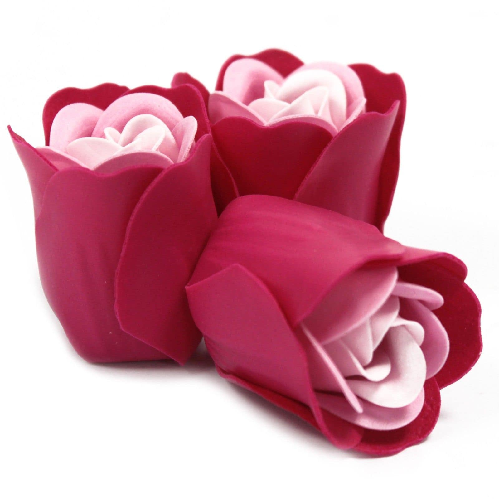 Conjunto de 3 Flores de Sabão em Caixa em Forma de Coração - Rosas Cor-de-Rosa - Image 3