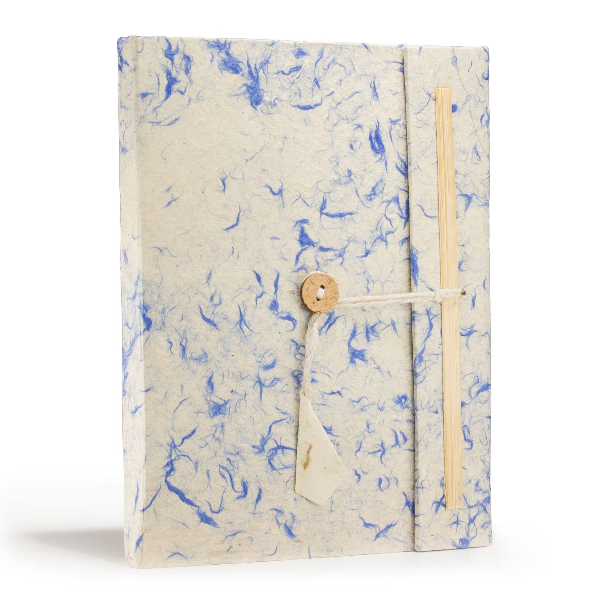 Caderno Grande de Algodão Azul com Lokta (21 X 15 Cm) - 45 Folhas - Inclui Marcador - Image 2