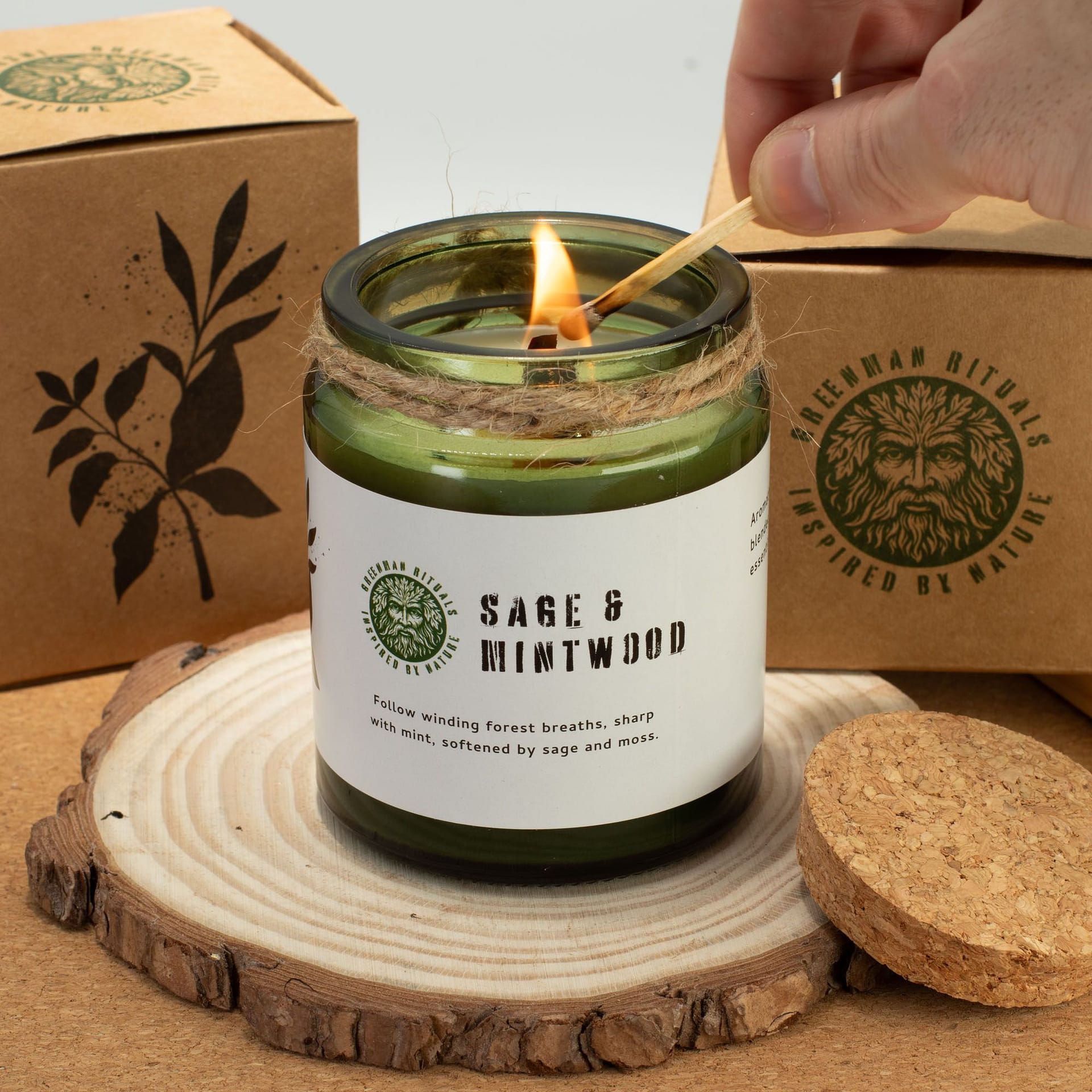 Vela de Soja Woodwick Greenman - Jasmim Claro - Image 7