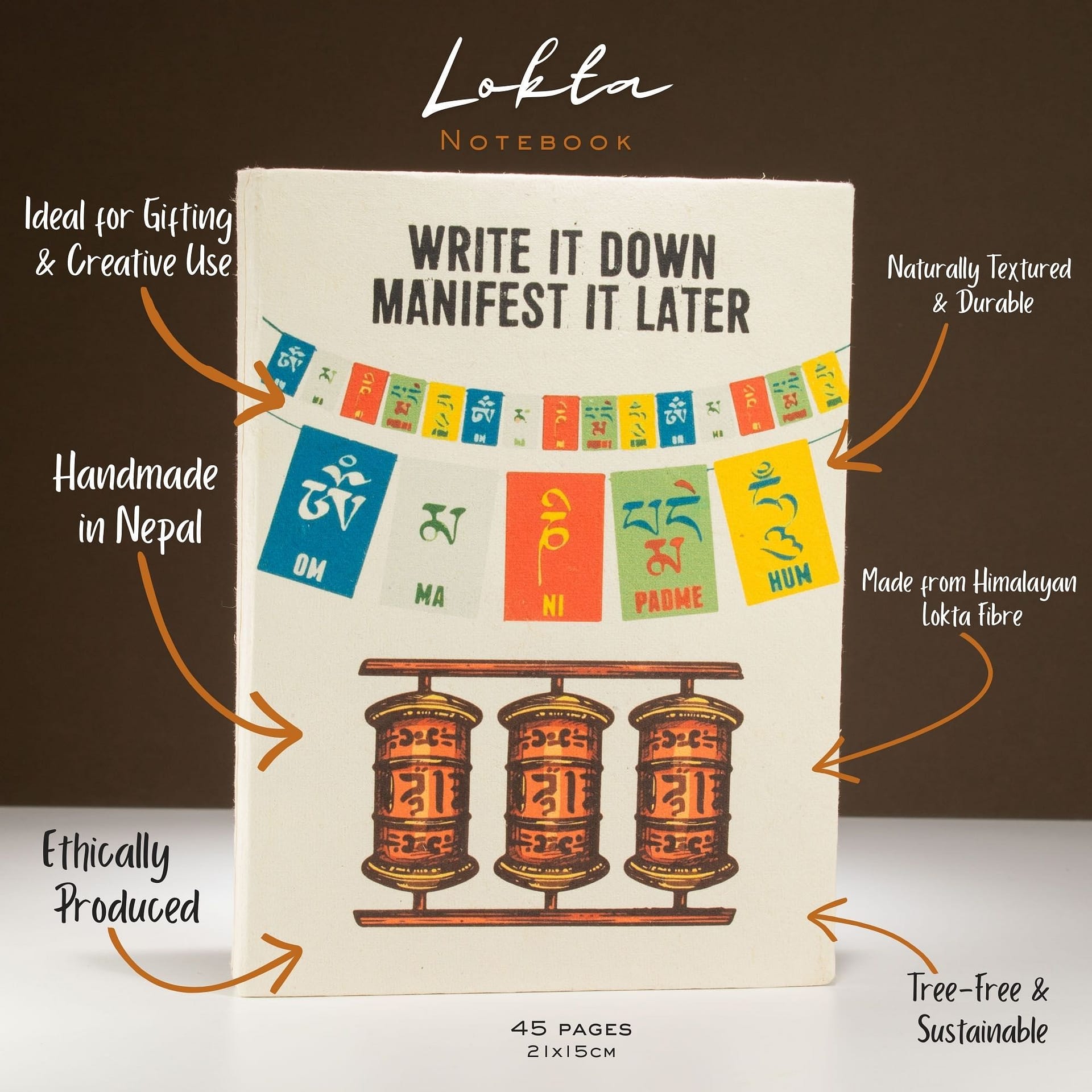 Caderno de Inspiração Lrg Lokta (21 X 15 Cm) - 45 Folhas - Escríbelo - Inclui Marcador - Image 4