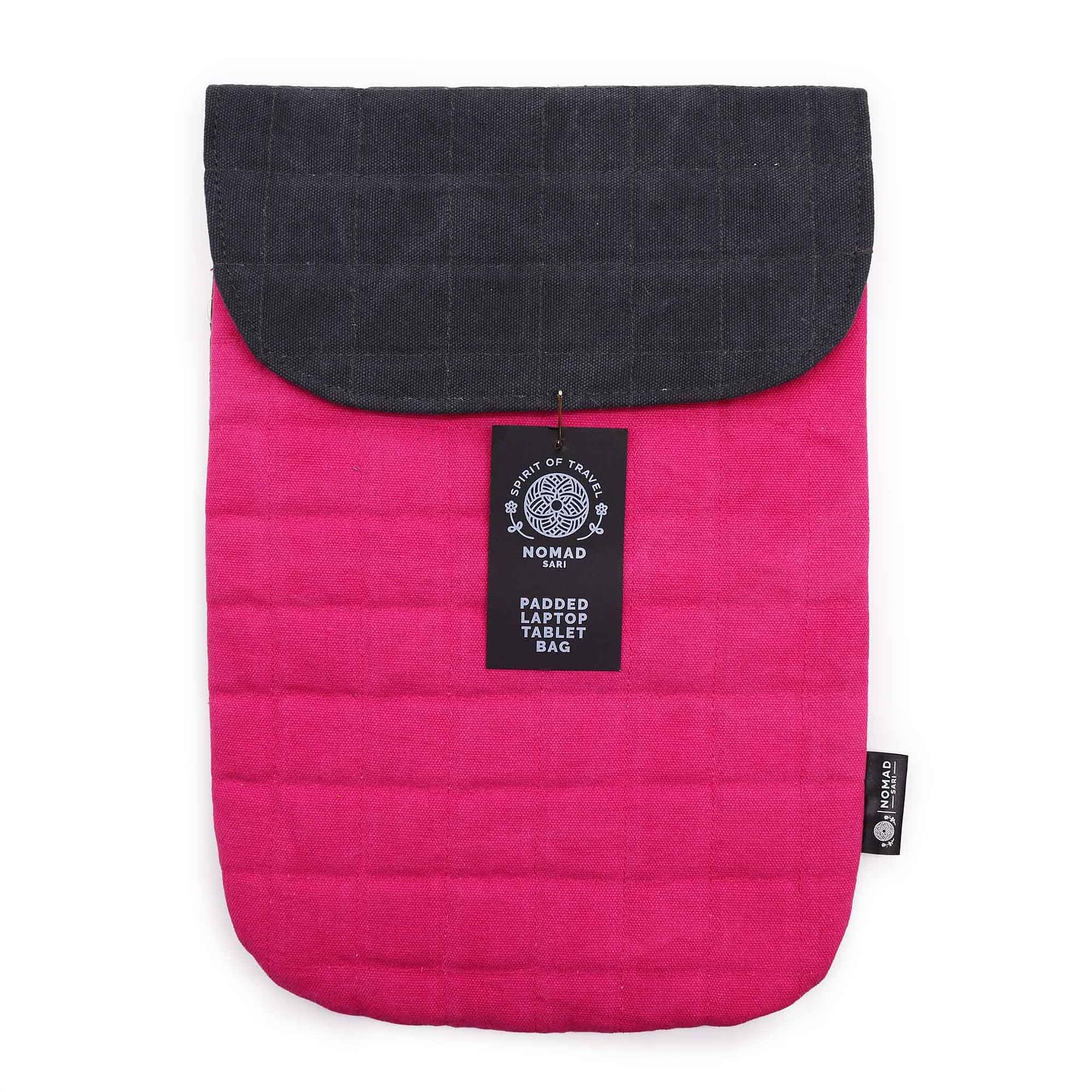 Mala Acolchoada para Computador Portátil - Rosa Choque - Efeito Desgastado, 14 Oz - Image 3