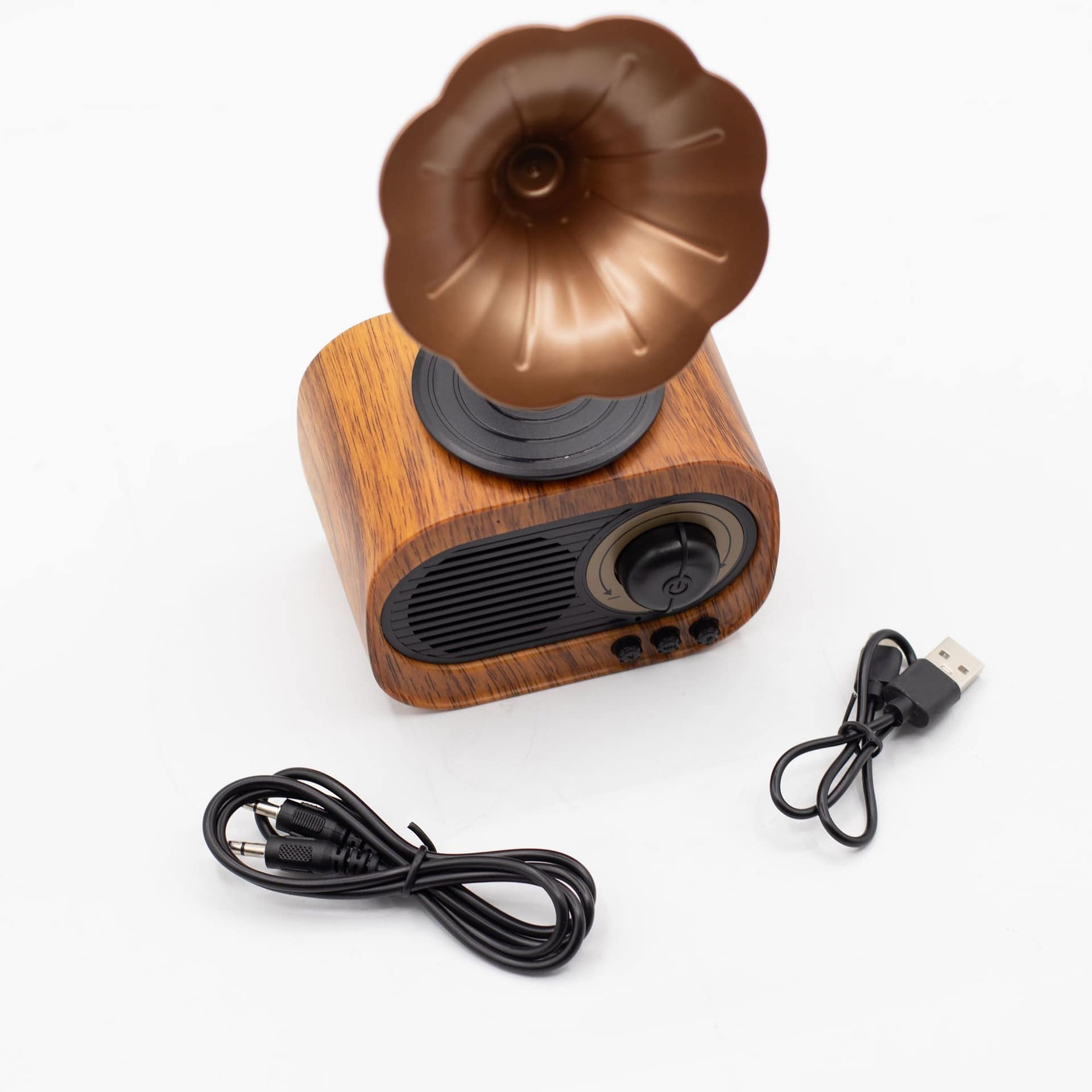 Mini Coluna Retro em Formato de Gramofone - Bluetooth e Rádio Fm - 5 Watts X 1 - Image 4