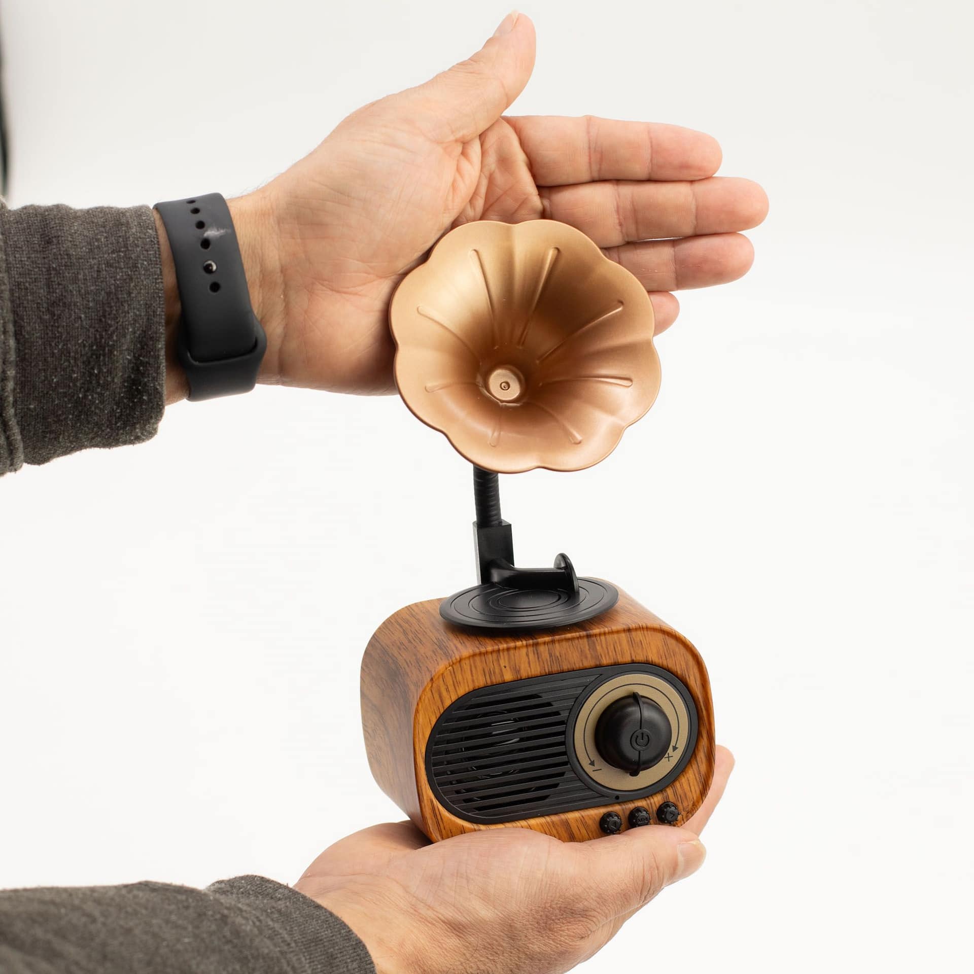 Mini Coluna Retro em Formato de Gramofone - Bluetooth e Rádio Fm - 5 Watts X 1 - Image 3