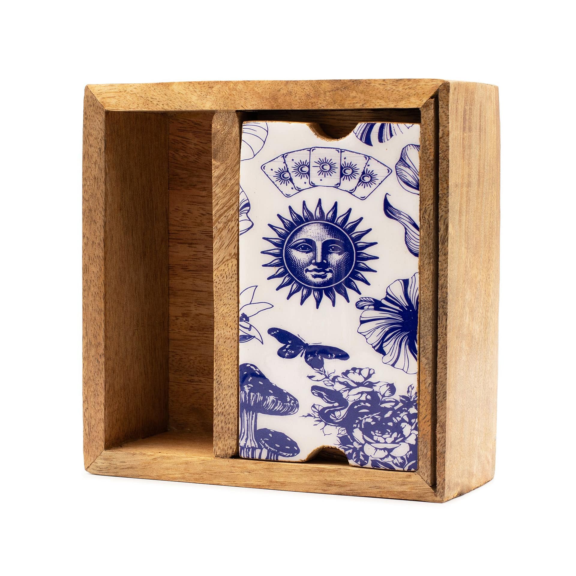Caixa de Tarot com Duas Divisões e Suporte para Cartas