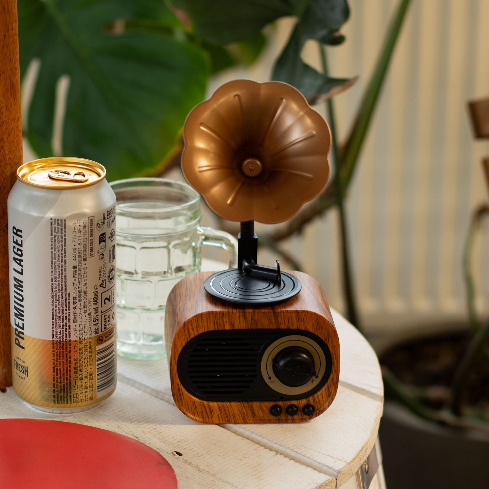 Mini Coluna Retro em Formato de Gramofone - Bluetooth e Rádio Fm - 5 Watts X 1 - Image 2