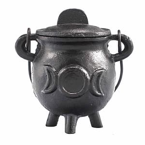 Caldeirão de ferro fundido com lua tripla 6,5x13cm
