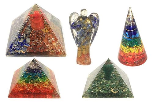 Pirâmide de Orgonita, 70 Mm - Pedras Dos Chakras - Flor Da Vida Dos Sete Chakras - 70 Mm