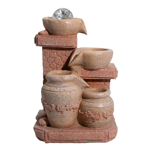 Fonte de Mesa - 19 X 14 X 27 Cm - Vasos em Cascata, Estilo Mediterrânico