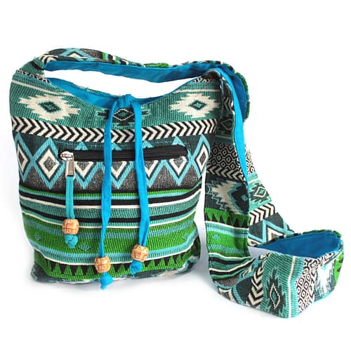 Tecido Jacquard - Mochila Pequena Azul-Petróleo