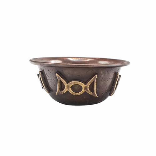 Antiga Taça Ritual de Cobre com Lua Tripla 8X4 Cm