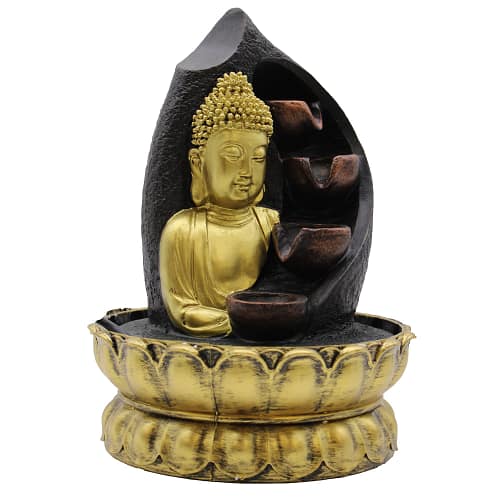 Fonte de Mesa - 30 Cm - Buda Dourado e Vasos