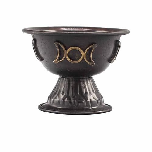 Cálice Ritual de Cobre Antigo Três Luas 10X8Cm