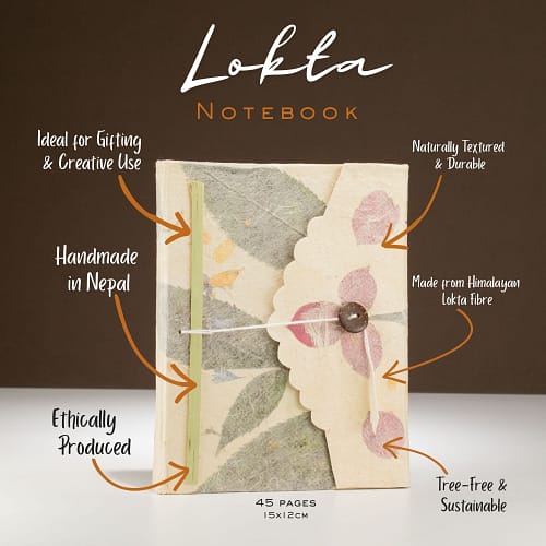 Caderno Grande de Lokta Bougainvillea (15 X 12 Cm) - 45 Folhas