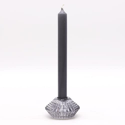 Castiçal Reversível com Padrão Floral para Jantar / Vela de Chá - Cinza-Escuro