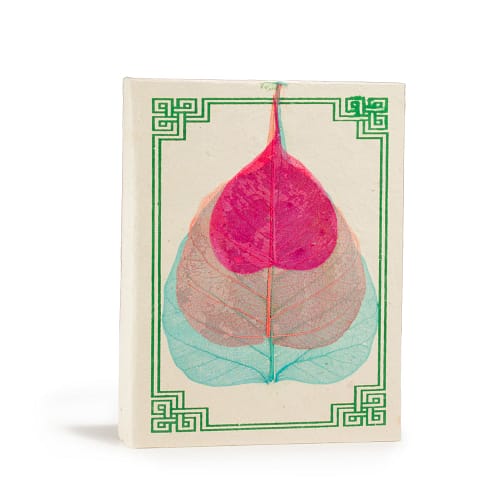 Caderno Grande com Folhas de Bodhi Lokta Med (15 X 12 Cm) - 45 Folhas (Variadas)