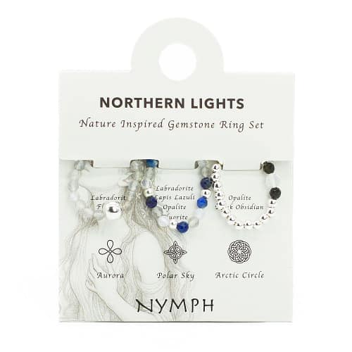 Conjunto de Anéis com Pedra Preciosa Do Espírito Da Ninfa - Aurora Boreal