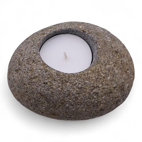 Castiçal de Pedra de Rio Natural - Luz Noturna Única