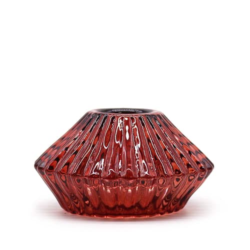 Castiçal Reversível com Padrão Floral para Jantar / Vela de Chá - Vermelho Vampiro