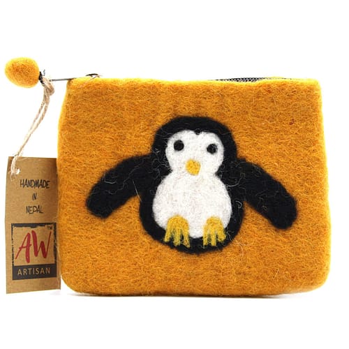 Estojo de Feltro Natural (Surt) - Pinguim Fofo