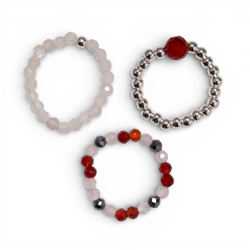 Conjunto de Anéis com Pedras Preciosas Da Ninfa Espiritual - Amor e Fogo