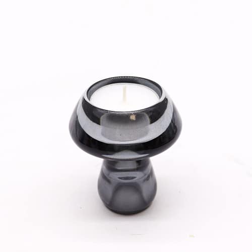 Castiçal Reversível com Design em Forma de Cogumelo para Jantar / Vela de Chá - Cinza Meia-Noite