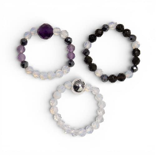 Conjunto de Anéis com Pedras Preciosas Do Espírito Da Ninfa - Lua Cheia