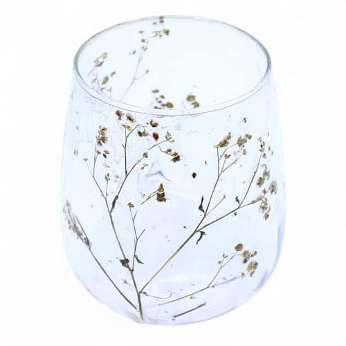 Castiçal de Vidro com Motivos Florais Naturais - Vaso - Margarida - (12 X 11 Cm)