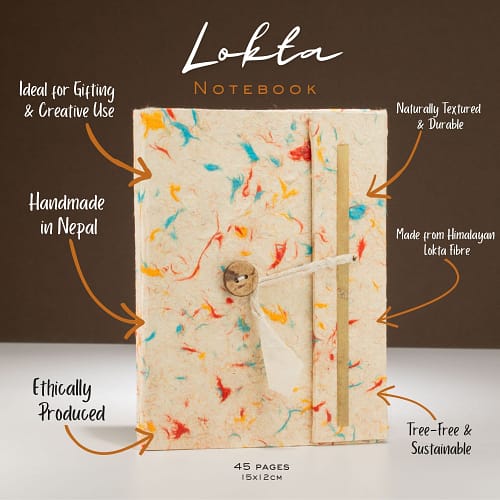 Caderno de Algodão em Várias Cores Med Lokta Lrg (15 X 12 Cm) - 45 Folhas