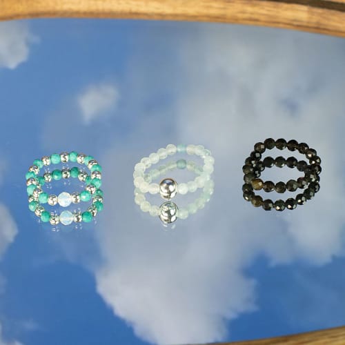 Conjunto de Anéis com Pedras Preciosas «Ninfa» - Oceano Infinito