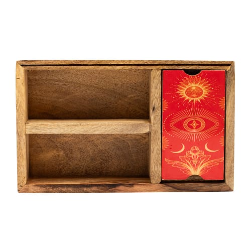 Caixa de Tarot com Três Compartimentos e Suporte para Cartas
