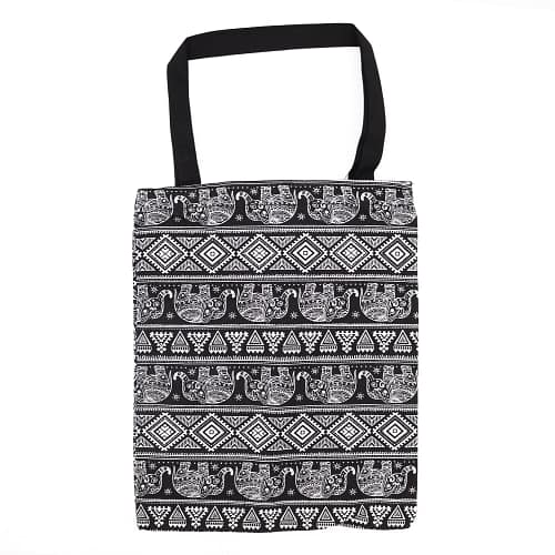 Saco Tote Clássico com Fecho (Motivo de Elefantes) 40X34 Cm