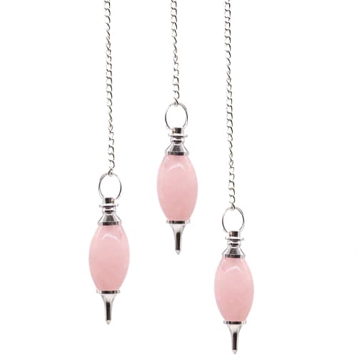 Pêndulo de Pedra Preciosa em Forma de Lingam - Quartzo Rosa