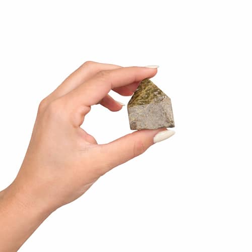 Pontas Polidas de Pedras Preciosas de Alta Qualidade - Epidoto Grau A (Aprox. 5-6 Peças)