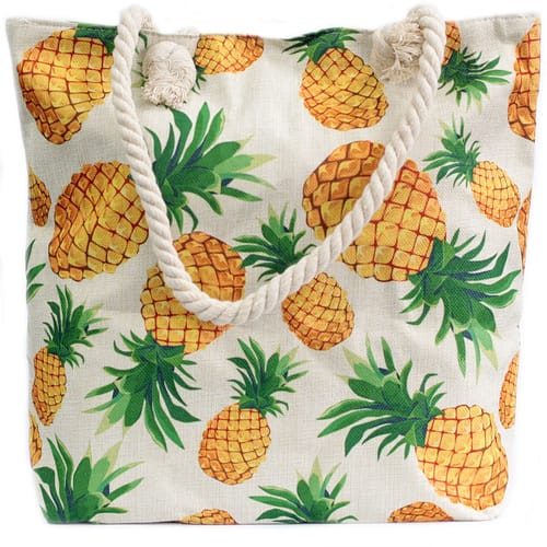 Saco de Compras com Alça de Corda - Padrão Tropical com Ananases