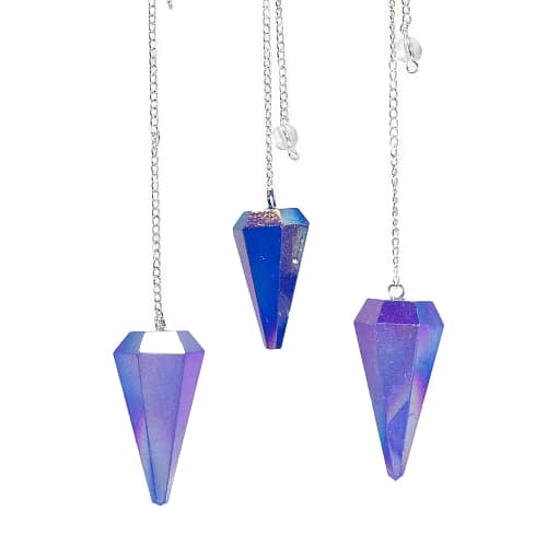 Pêndulo de Seis Faces - Aurora Cristal Azul - 4 Cm