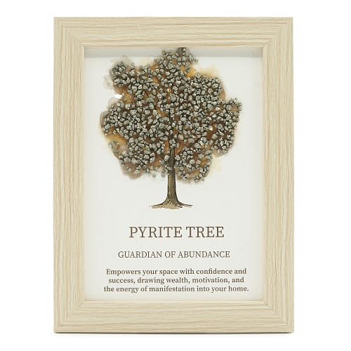 Quadro de Pedras Preciosas - Árvore Da Vida - Pirite (20 X 14,7 X 1 Cm)